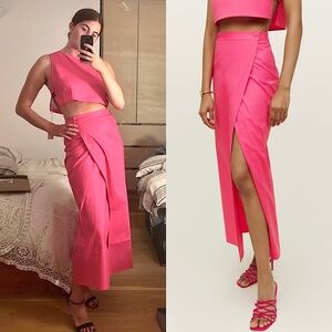 NWT REFORMATION Organic Cotton Poplin High Rise Fitted Waist Wrap Maxi Skirt 2